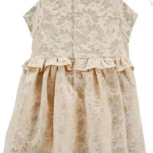 NWT Carter's Ivory Brocade Cap Sleeve Dress Wedding Guest ~6M - Picture 2 of 4